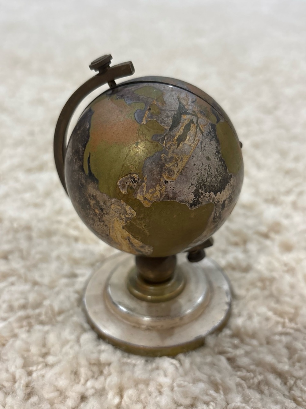 Vintage Welby 1950s German Globe Travel Alarm Clock w/ Photo Frame 7 Jewels